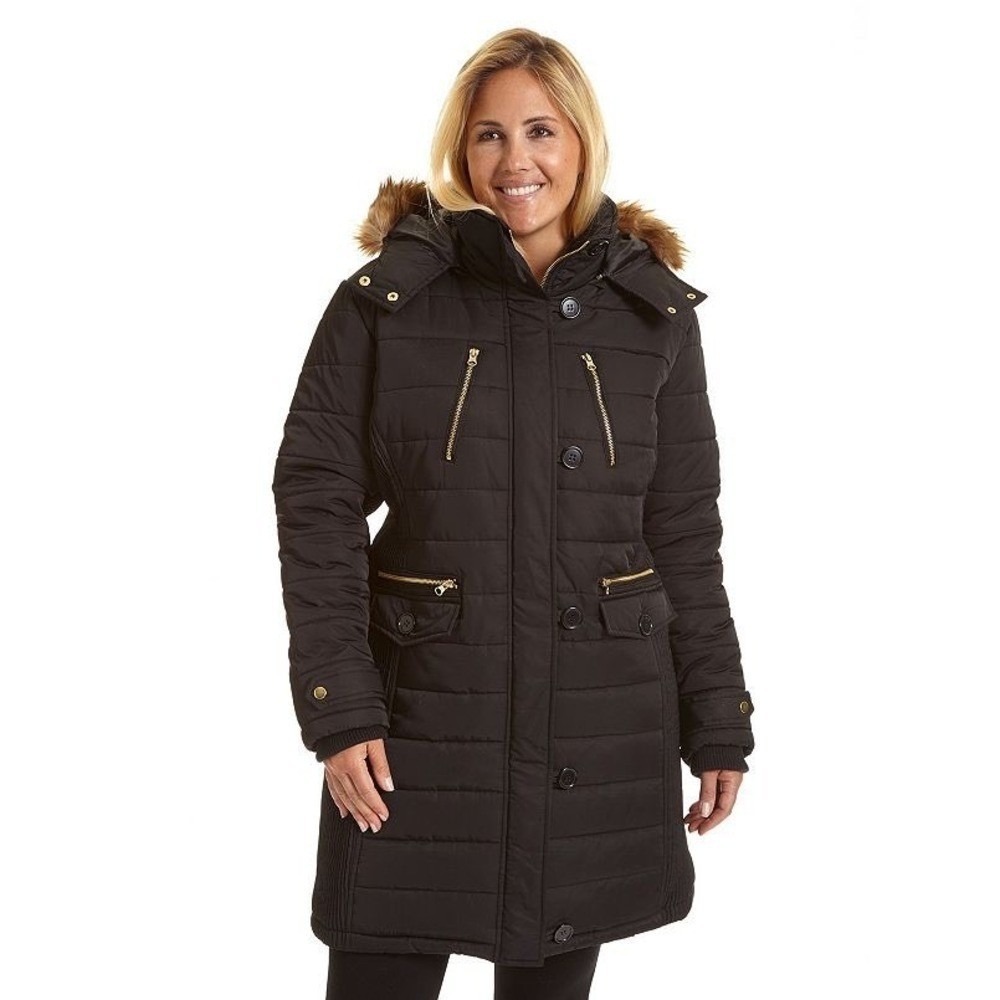 Excelled Collection Puffer Parka Jacket Black 3X New With Tags